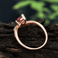 Pear Cut Garnet Dainty Crown Engagement Ring