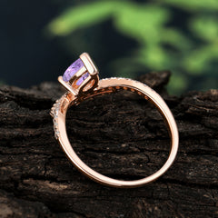Pear Cut Amethyst Dainty Crown Engagement Ring
