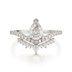 Pear Cut Moissanite Dainty Crown Engagement Ring