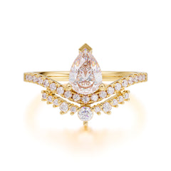 Pear Cut Moissanite Dainty Crown Engagement Ring