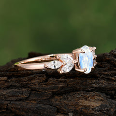 1 Carat Oval Cut Classic Moonstone Nature Inspired Engagement Ring