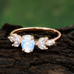1 Carat Oval Cut Classic Moonstone Nature Inspired Engagement Ring