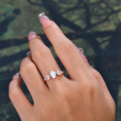 1 Carat Oval Cut Classic Moonstone Nature Inspired Engagement Ring