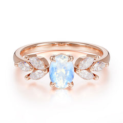 1 Carat Oval Cut Classic Moonstone Nature Inspired Engagement Ring