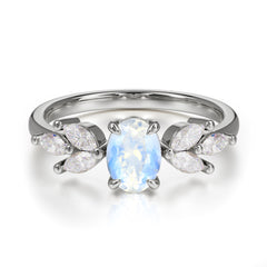 1 Carat Oval Cut Classic Moonstone Nature Inspired Engagement Ring