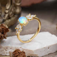 1 Carat Oval Cut 4 Prong Classic Opal Nature Inspired Engagement Ring