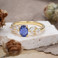 1 Carat Oval Cut Classic Tanzanite Nature Inspired Engagement Ring