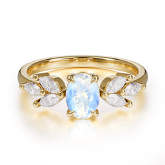 1 Carat Oval Cut Classic Moonstone Nature Inspired Engagement Ring