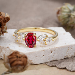 1 Carat Oval Cut 4 Prong Classic Ruby Nature Inspired Engagement Ring
