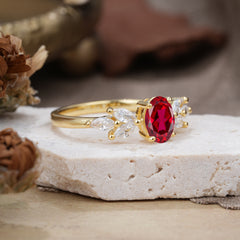 1 Carat Oval Cut 4 Prong Classic Ruby Nature Inspired Engagement Ring