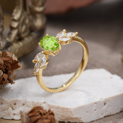 1 Carat Oval Cut 4 Prong Classic Peridot Nature Inspired Engagement Ring