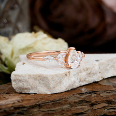 Pear Shaped Moissanite Engagement Ring Nature Inspired Promise Ring