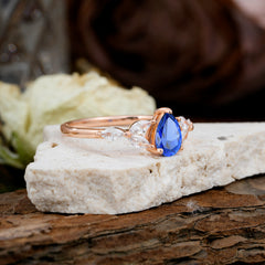 Pear Shaped Sapphire Engagement Ring Nature Inspired Promise Ring