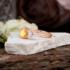 Pear Shaped Citrine Engagement Ring Nature Inspired Promise Ring
