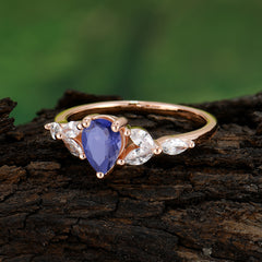 Pear Shaped Tanzanite Engagement Ring Nature Inspired Promise Ring