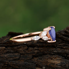 Pear Shaped Tanzanite Engagement Ring Nature Inspired Promise Ring