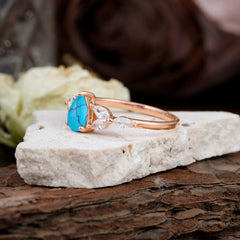 Pear Shaped Turquoise Engagement Ring Nature Inspired Promise Ring