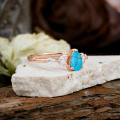 Pear Shaped Turquoise Engagement Ring Nature Inspired Promise Ring