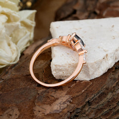 Pear Shaped Black Onyx Engagement Ring Nature Inspired Promise Ring