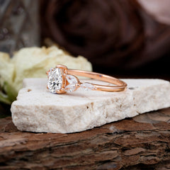Pear Shaped Lab Diamond Engagement Ring Nature Inspired Promise Ring