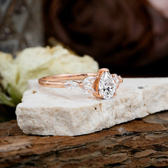 Pear Shaped Lab Diamond Engagement Ring Nature Inspired Promise Ring