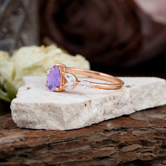 Pear Shaped Amethyst Engagement Ring Nature Inspired Promise Ring