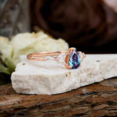 Pear Shaped Alexandrite Engagement Ring Nature Inspired Promise Ring