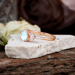 Pear Shaped Natural Moonstone Engagement Ring Nature Inspired Promise Ring