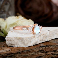 Pear Shaped Natural Moonstone Engagement Ring Nature Inspired Promise Ring