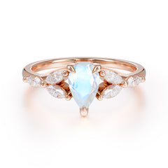 Pear Shaped Moonstone Engagement Ring Nature Inspired Promise Ring