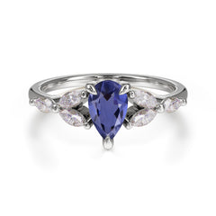 Pear Shaped Tanzanite Engagement Ring Nature Inspired Promise Ring