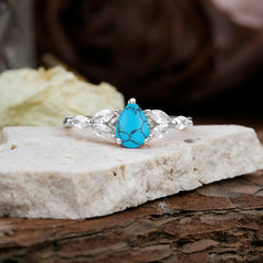 Pear Shaped Turquoise Engagement Ring Nature Inspired Promise Ring