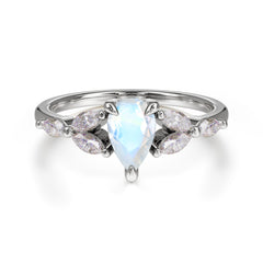 Pear Shaped Moonstone Engagement Ring Nature Inspired Promise Ring