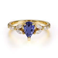 Pear Shaped Tanzanite Engagement Ring Nature Inspired Promise Ring