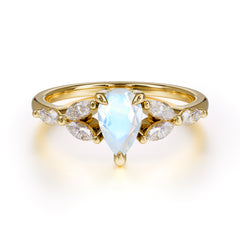 Pear Shaped Moonstone Engagement Ring Nature Inspired Promise Ring