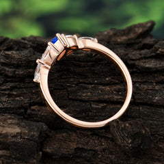 Classic Marquise Cut Sapphire Engagement Ring Sider with 3-stone