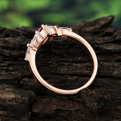 Classic Marquise Cut Garnet Engagement Ring Sider with 3-stone