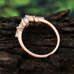 Classic Marquise Cut Amethyst Engagement Ring Sider with 3-stone