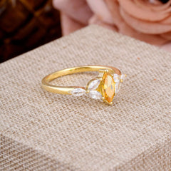 Classic Marquise Cut Citrine Engagement Ring Sider with 3-stone