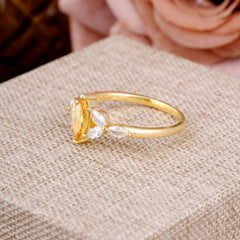 Classic Marquise Cut Citrine Engagement Ring Sider with 3-stone