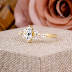 Classic Marquise Cut Lab Diamond Engagement Ring Sider with 3-stone