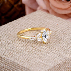 Classic Marquise Cut Lab Diamond Engagement Ring Sider with 3-stone