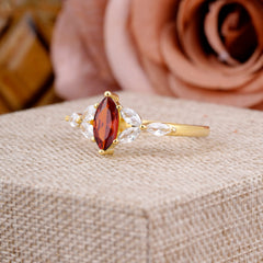 Classic Marquise Cut Garnet Engagement Ring Sider with 3-stone