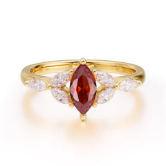Classic Marquise Cut Garnet Engagement Ring Sider with 3-stone