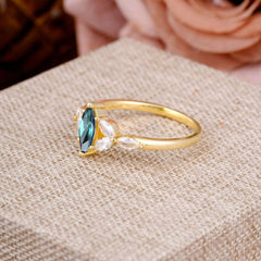 Classic Marquise Cut Alexandrite Engagement Ring Sider with 3-stone