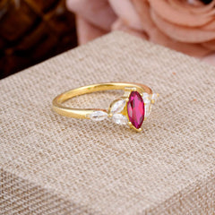 Classic Marquise Cut Ruby Engagement Ring Sider with 3-stone