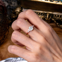 1 Carat Emerald Cut Moissanite Classic Side Stone Engagement Ring