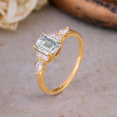 1 Carat 4 Prong Emerald Cut Lab Diamond Classic Side Stone Engagement Ring