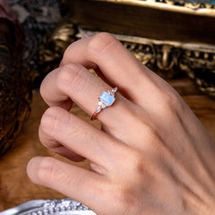 1 Carat 4 Prong Emerald Cut Moonstone Classic Side Stone Engagement Ring