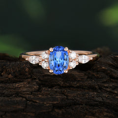 Oval Cut Sapphire Classic Side Stone Engagement Ring